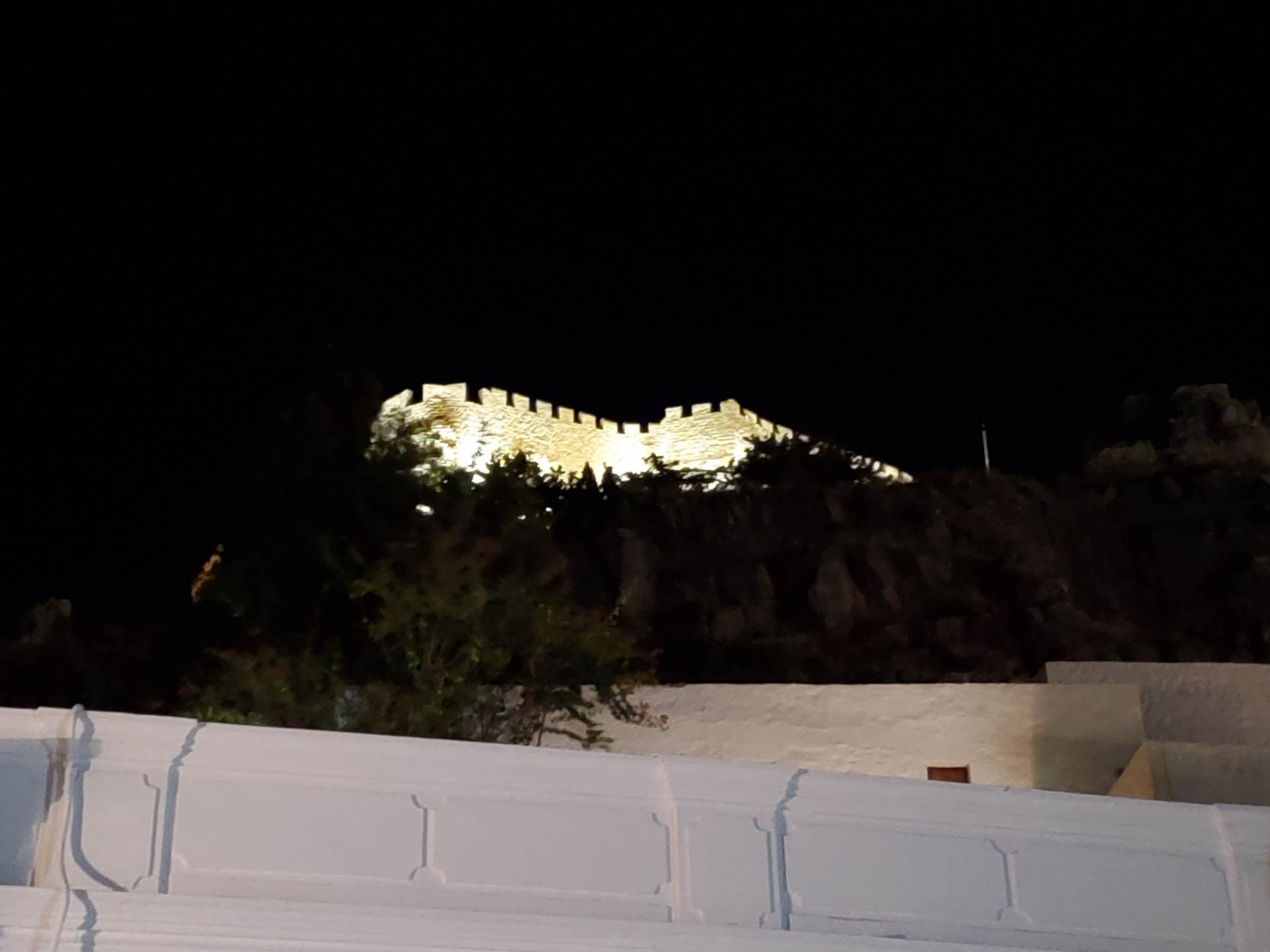 terrace view of acropolis at night