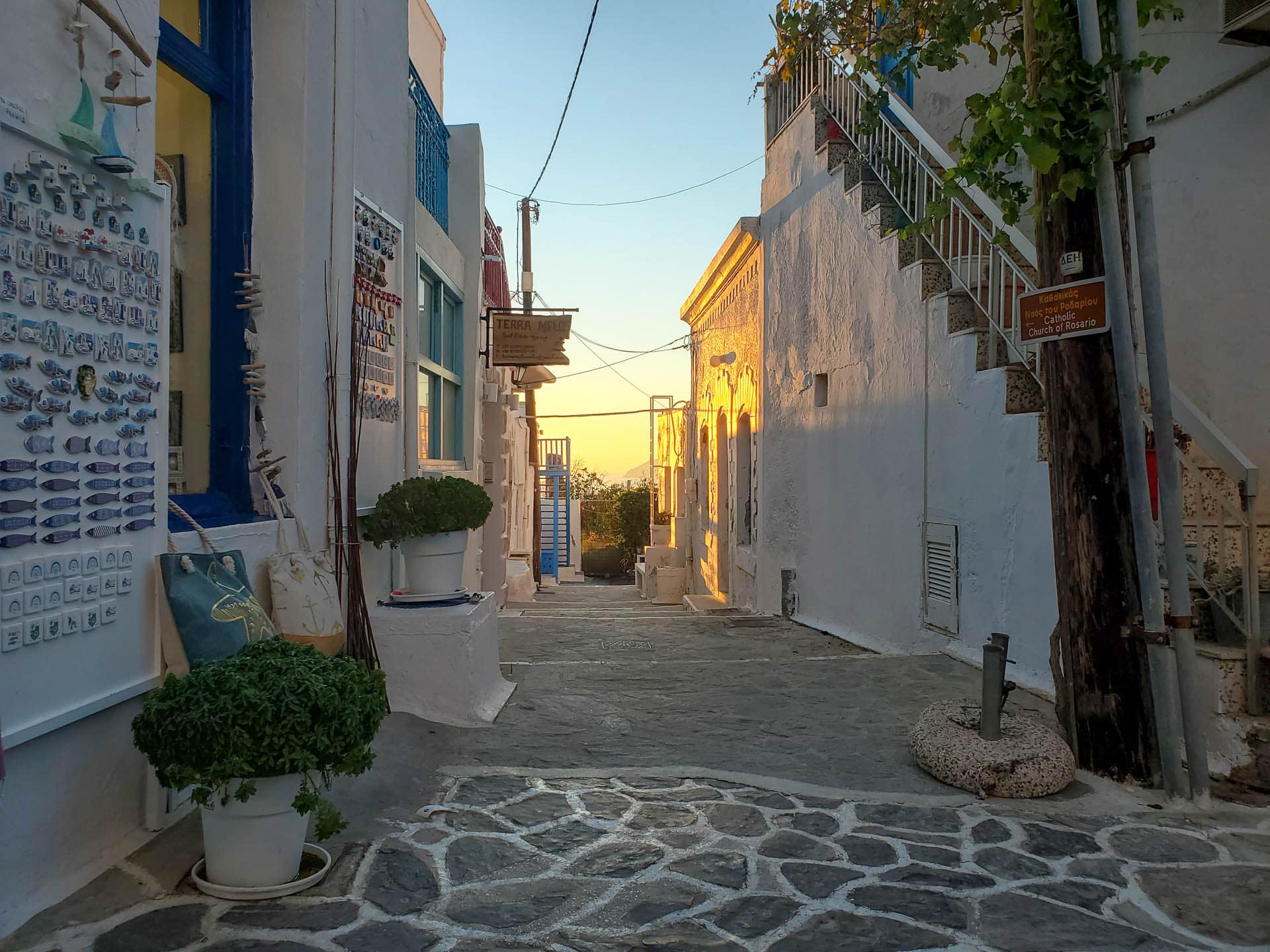 sunset through alley