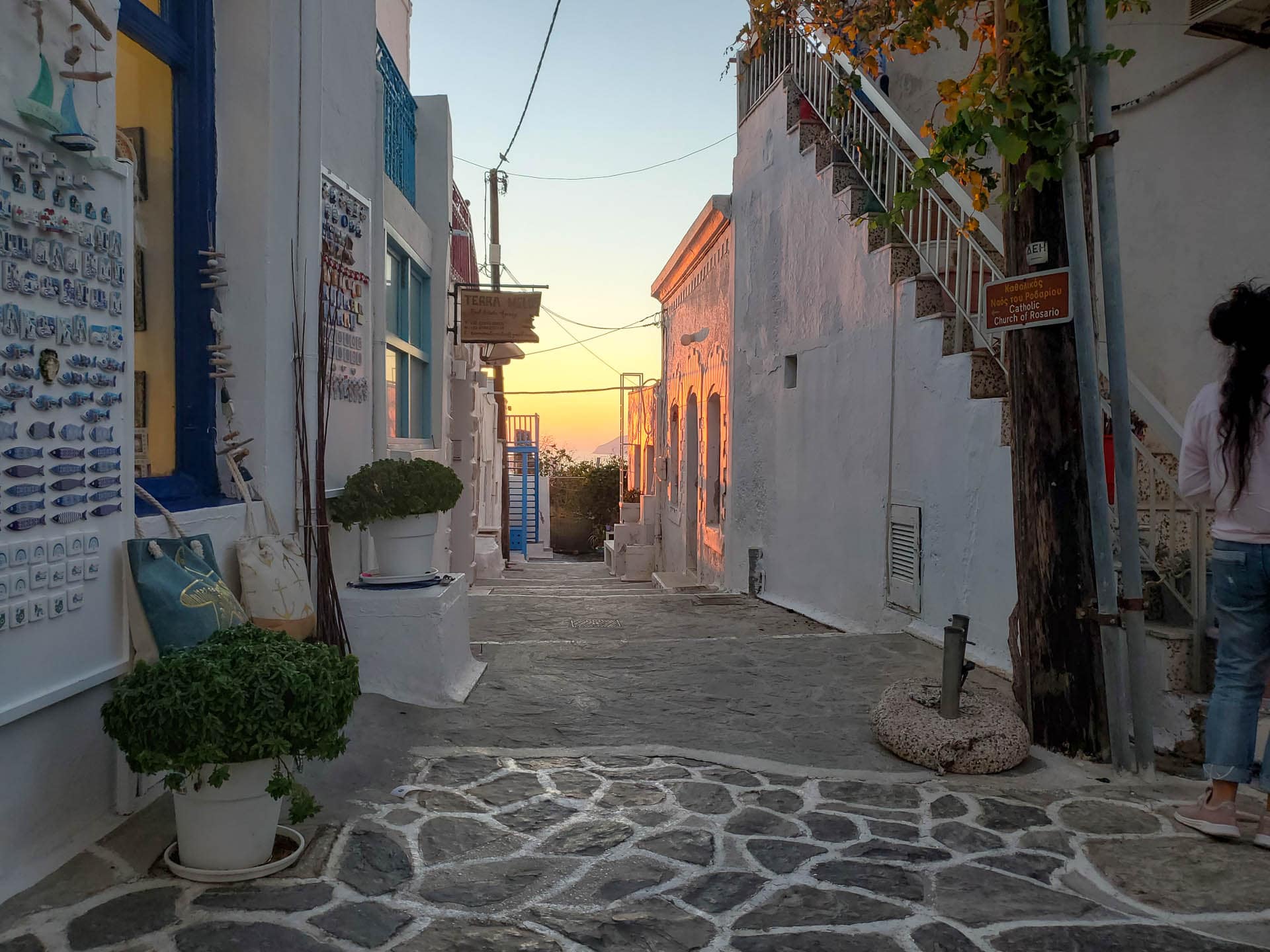 sunset through alley