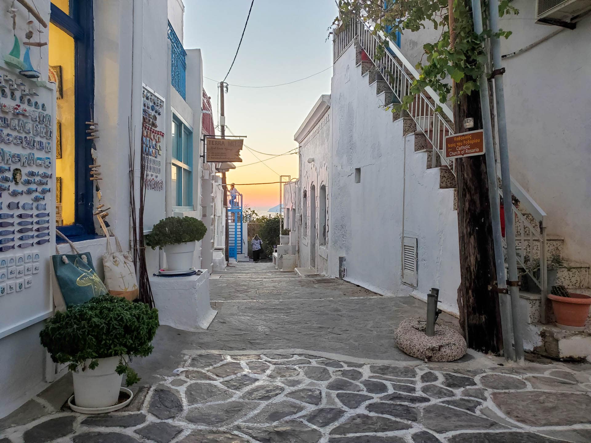 sunset through alley