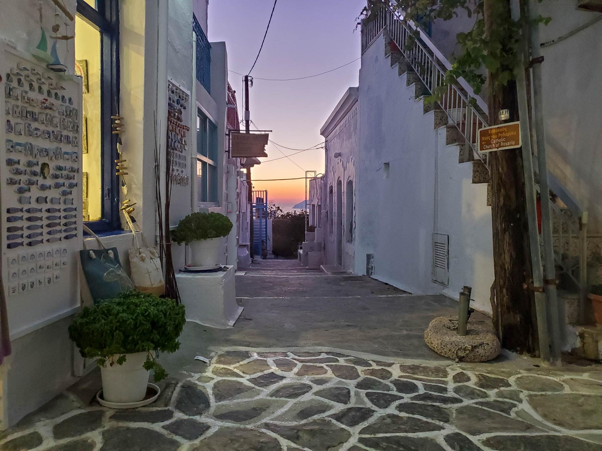 sunset through alley