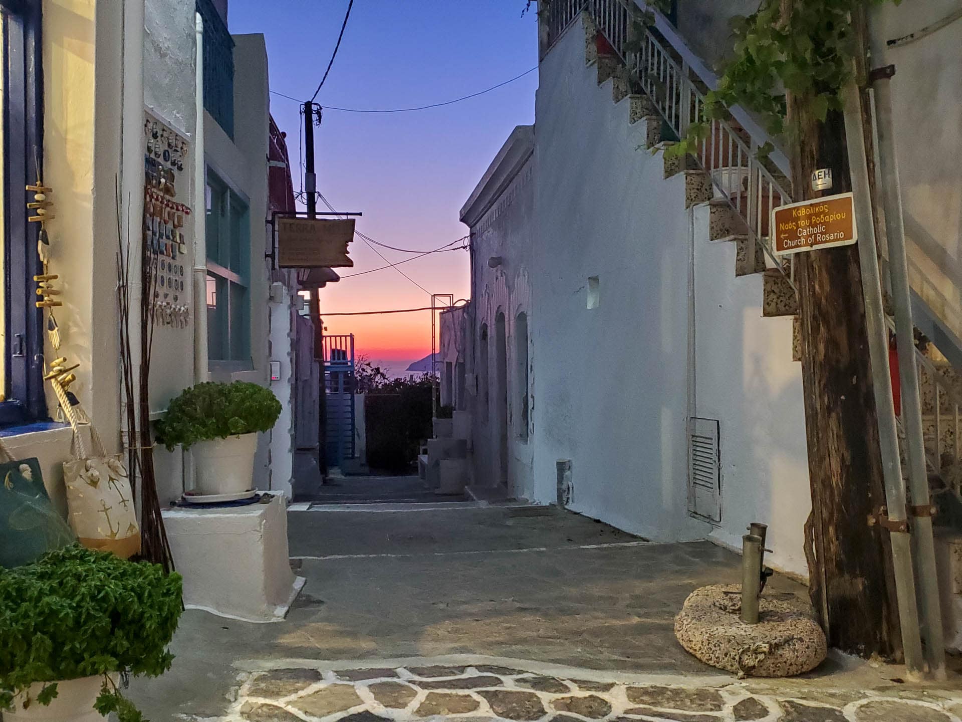 sunset through alley