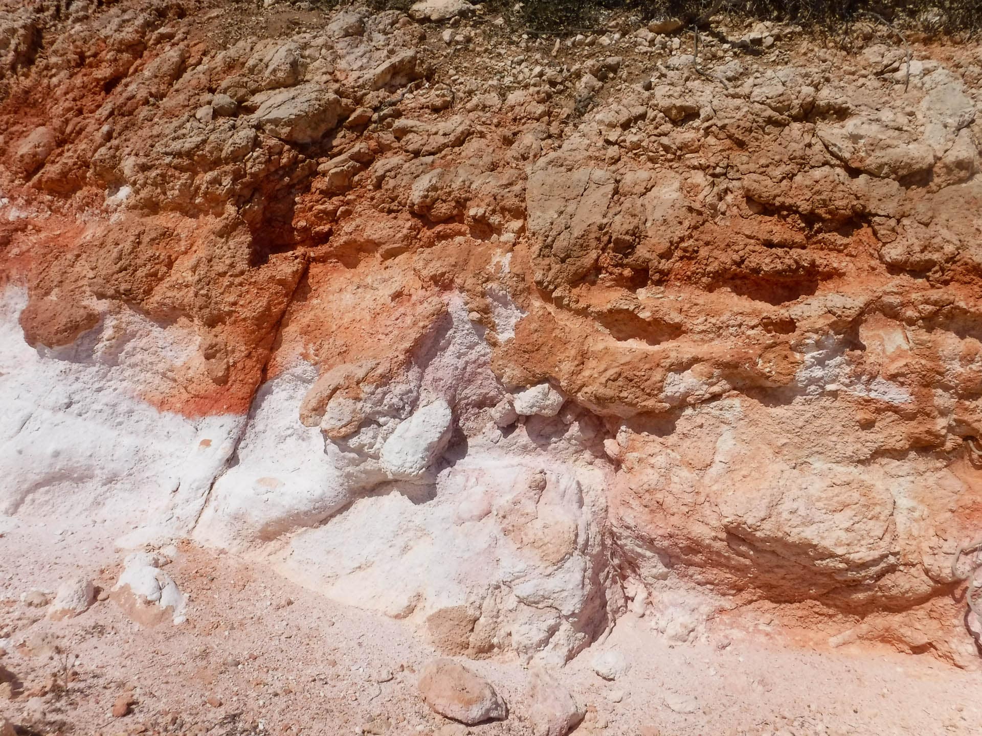 close up on red and white rocks