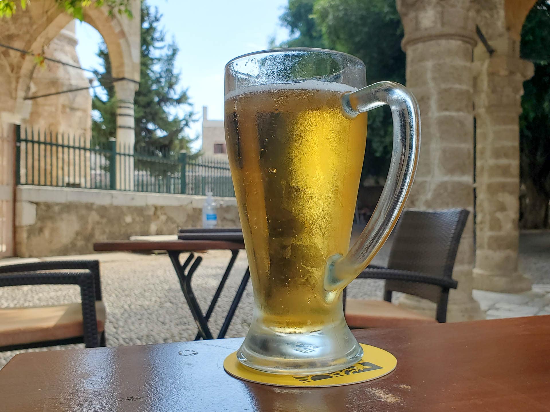 beer in a courtyard