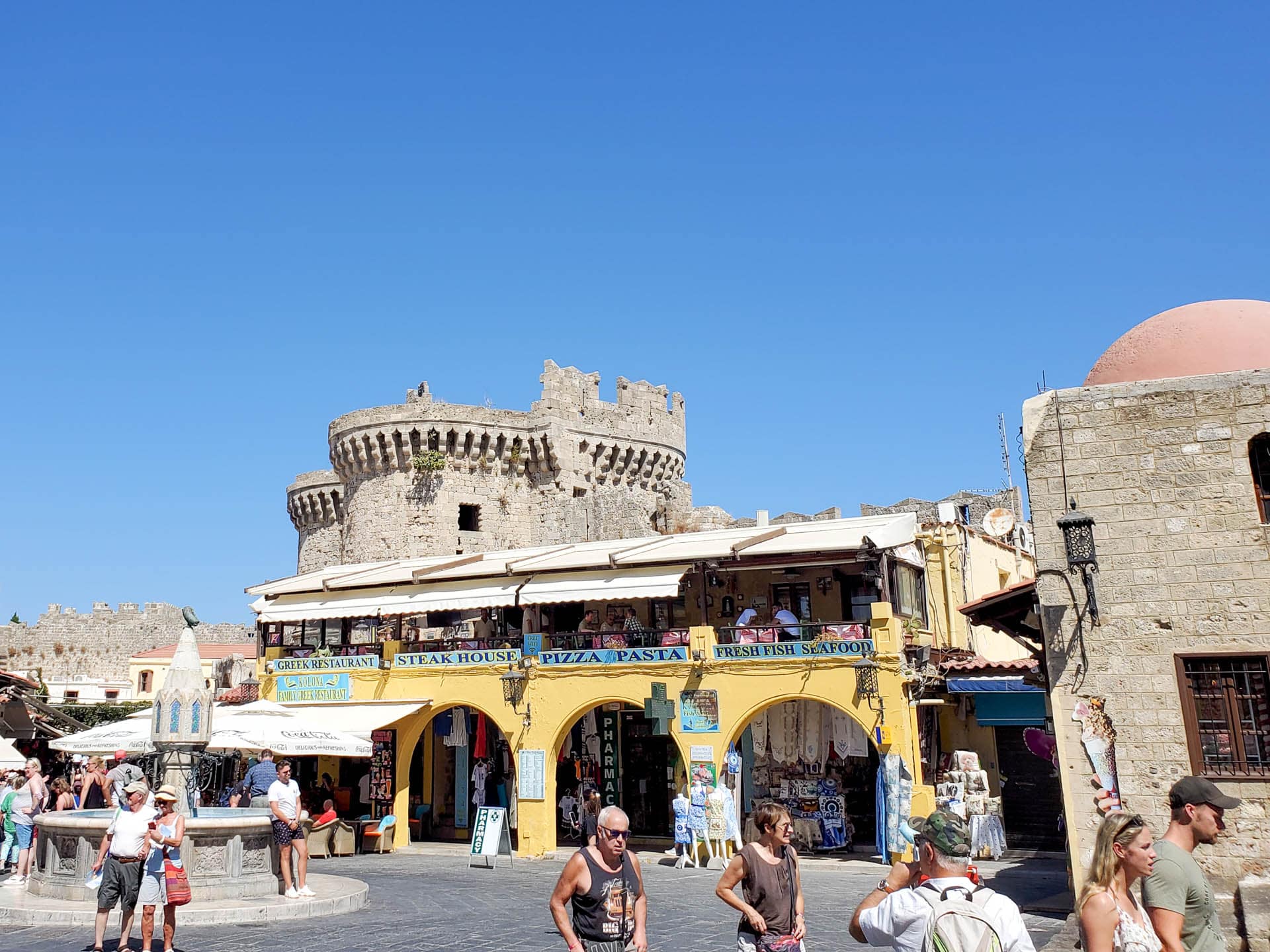 tourist square in Rhodes Town