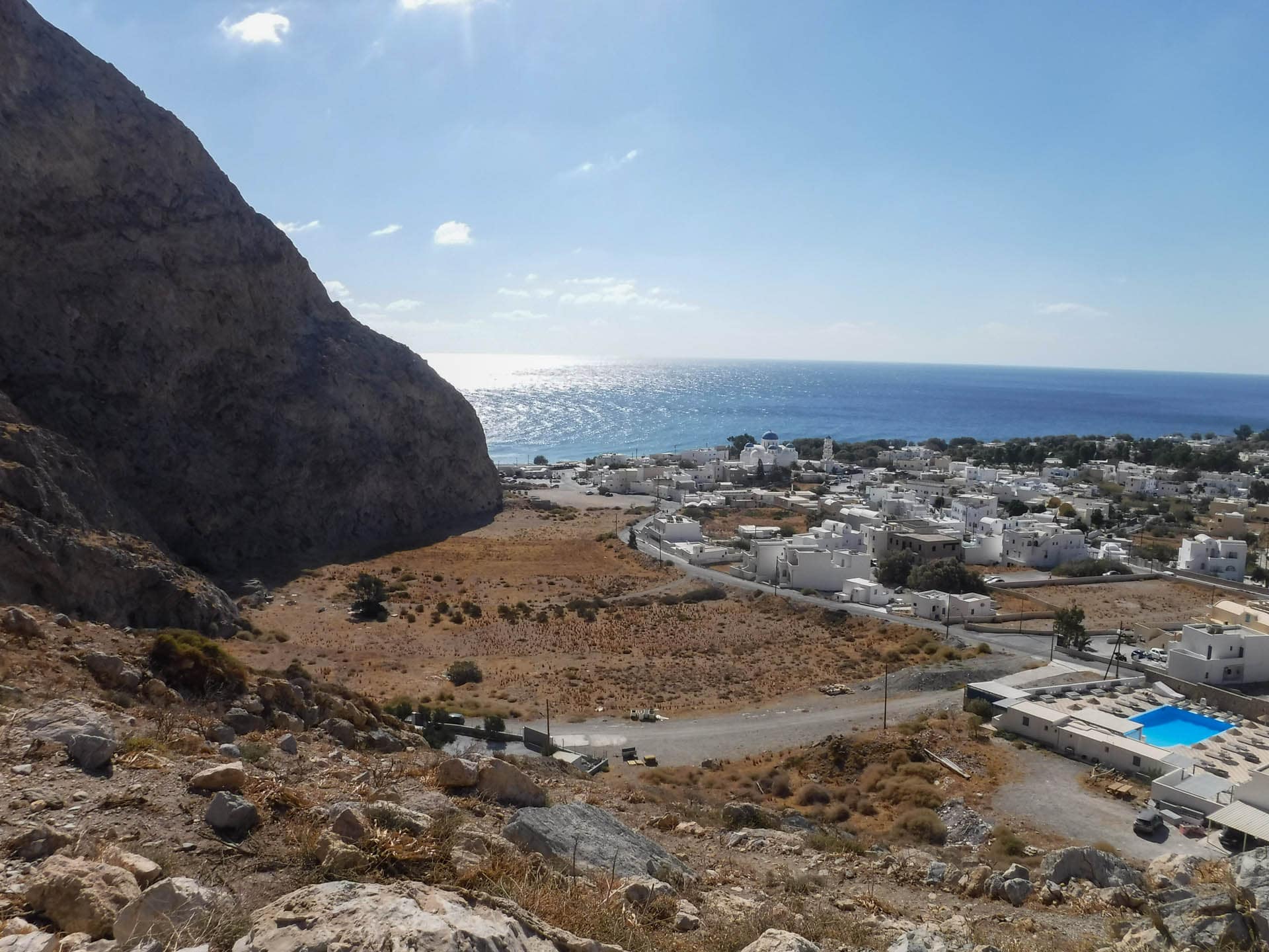 view of Perissa from trail