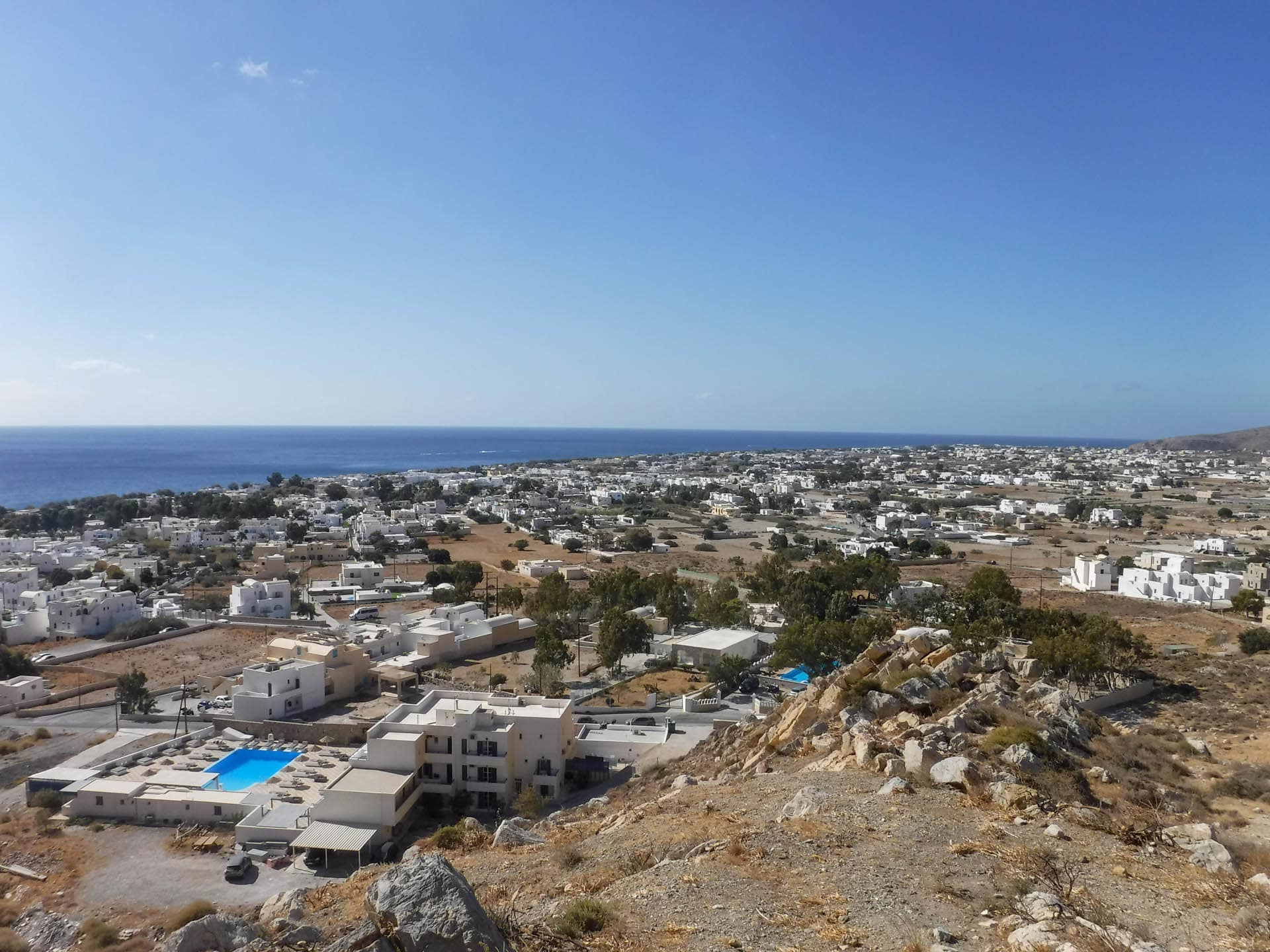 view of Perissa from trail