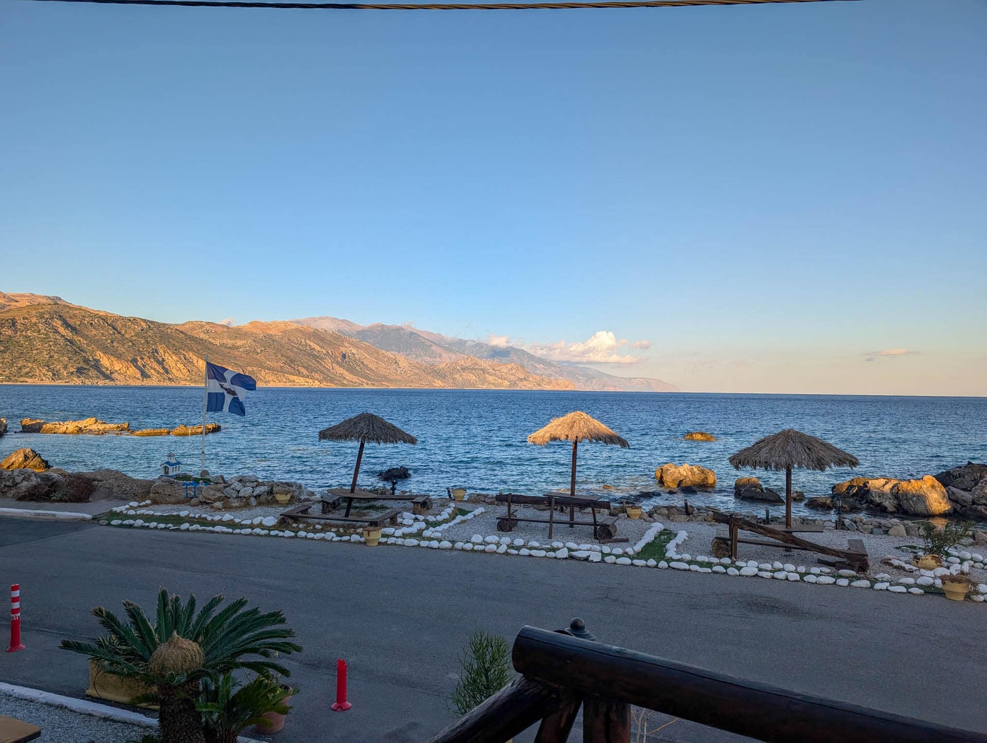 view from taverna to beach