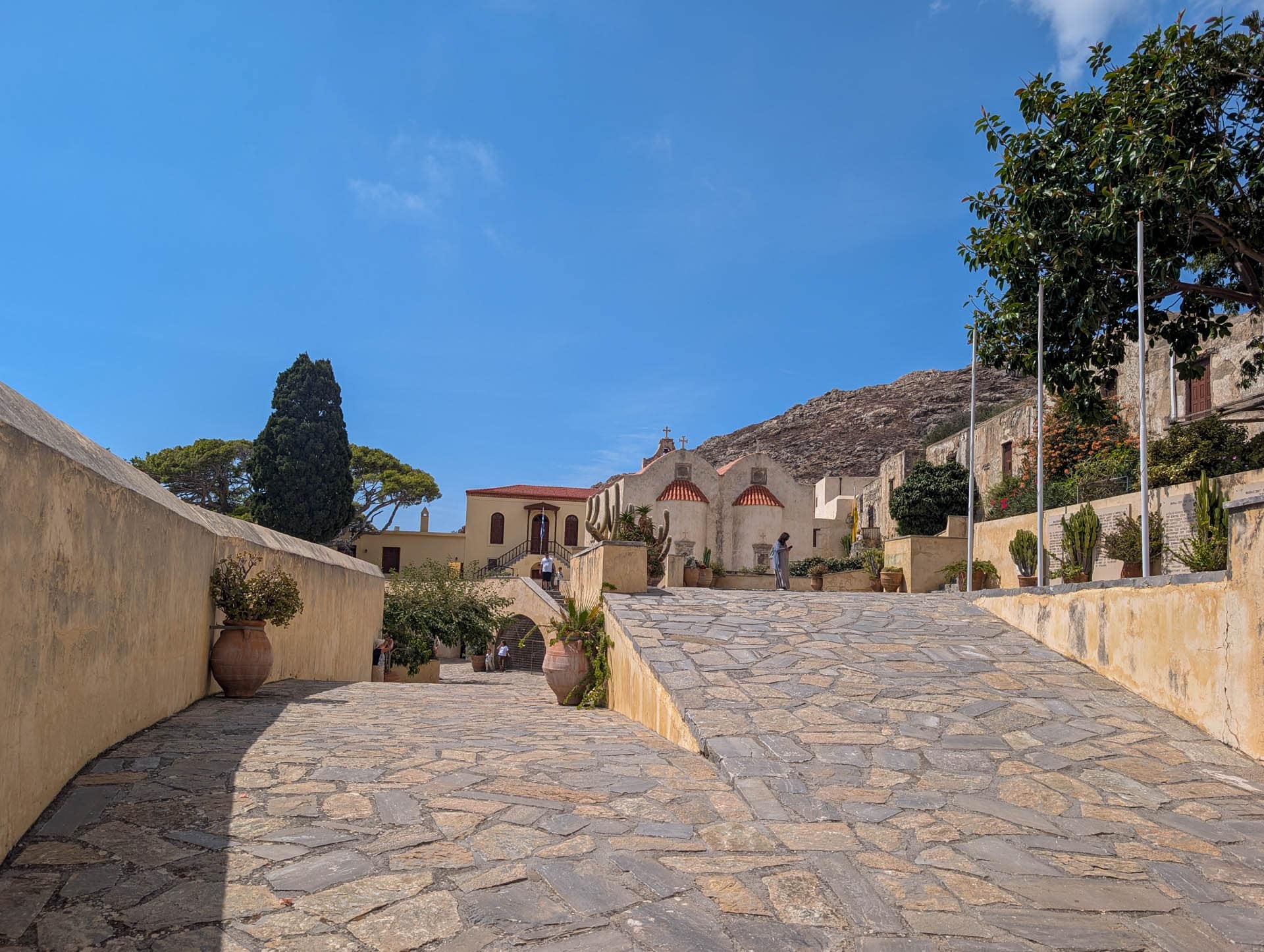courtyard and ramp with church
