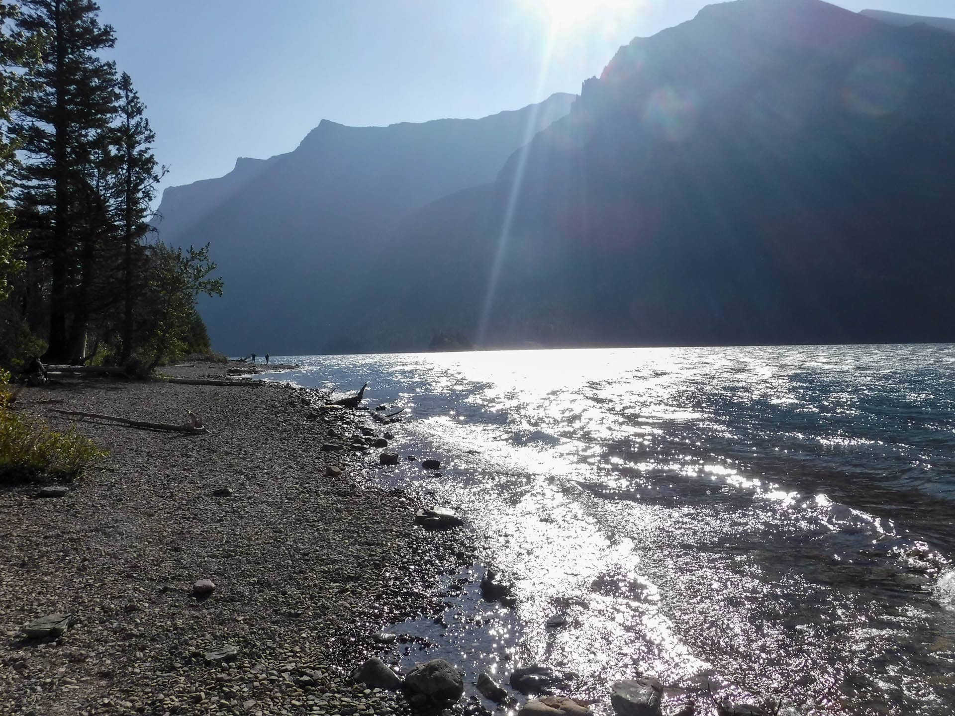 sun on St Mary Lake