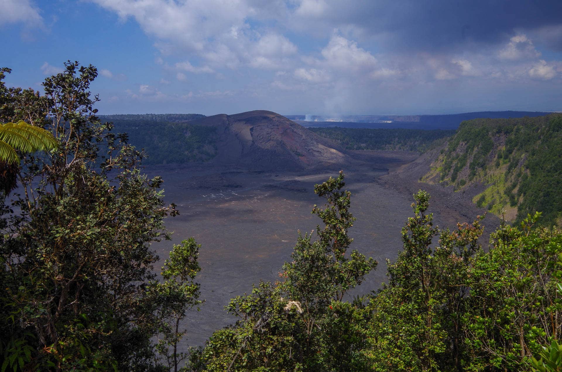 view into the crater from the rim