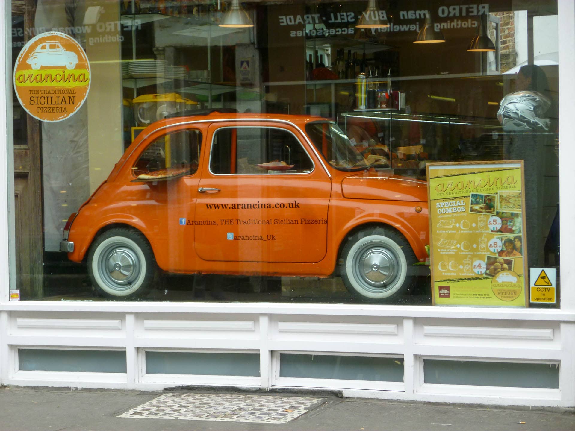 orange car in window
